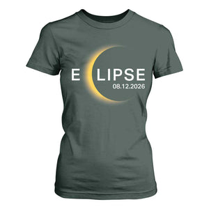 Minimalist 2026 Total Solar Eclipse T Shirt For Women August 12 Totality Astronomy Souvenir TS02 Dark Forest Green Print Your Wear