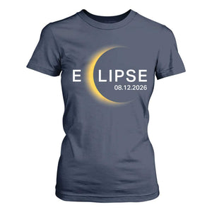 Minimalist 2026 Total Solar Eclipse T Shirt For Women August 12 Totality Astronomy Souvenir TS02 Navy Print Your Wear