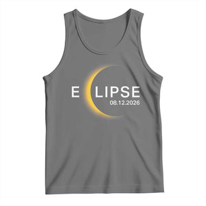 Minimalist 2026 Total Solar Eclipse Tank Top August 12 Totality Astronomy Souvenir TS02 Black Heather Print Your Wear