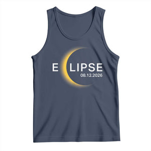 Minimalist 2026 Total Solar Eclipse Tank Top August 12 Totality Astronomy Souvenir TS02 Navy Print Your Wear