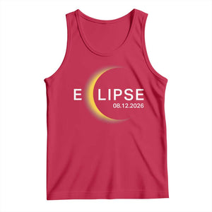 Minimalist 2026 Total Solar Eclipse Tank Top August 12 Totality Astronomy Souvenir TS02 Red Print Your Wear