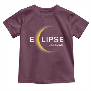 Minimalist 2026 Total Solar Eclipse Toddler T Shirt August 12 Totality Astronomy Souvenir TS02 Maroon Print Your Wear