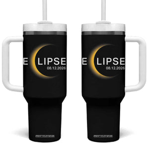 Minimalist 2026 Total Solar Eclipse Tumbler With Handle August 12 Totality Astronomy Souvenir TS02 One Size: 40 oz Black Print Your Wear