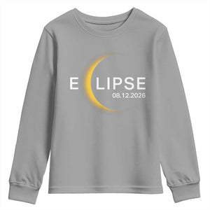 Minimalist 2026 Total Solar Eclipse Youth Sweatshirt August 12 Totality Astronomy Souvenir TS02 Sport Gray Print Your Wear