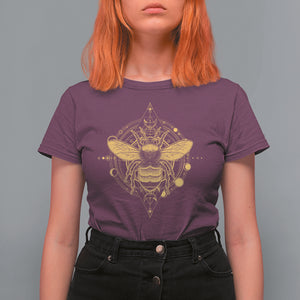 Celestial Entomology Bumblebee T Shirt For Women Spiritual Bee Lover Geometric TS02 Maroon Printyourwear