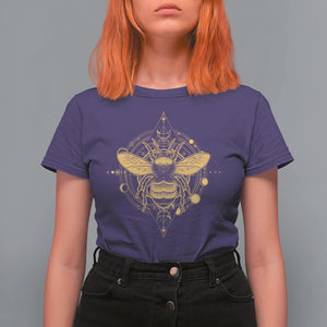 Celestial Entomology Bumblebee T Shirt For Women Spiritual Bee Lover Geometric TS02 Purple Printyourwear