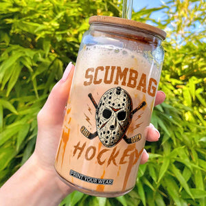 Scumbag Hockey Goalie Mask Distressed Sports Graphic Glass Can TS02 Black Print Your Wear