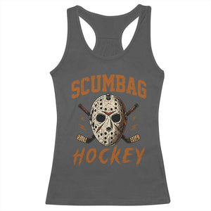Scumbag Hockey Goalie Mask Distressed Sports Graphic Racerback Tank Top TS02 Dark Heather Print Your Wear