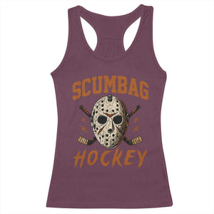 Scumbag Hockey Goalie Mask Distressed Sports Graphic Racerback Tank Top TS02 Maroon Print Your Wear