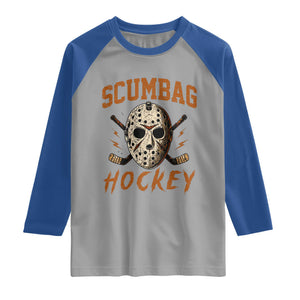 Scumbag Hockey Goalie Mask Distressed Sports Graphic Raglan Shirt TS02 Sport Gray Royal Print Your Wear