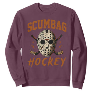 Scumbag Hockey Goalie Mask Distressed Sports Graphic Sweatshirt TS02 Maroon Print Your Wear