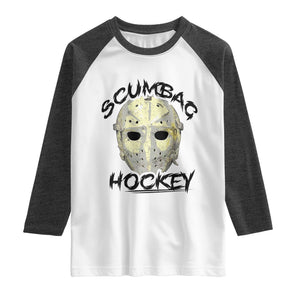Scumbag Hockey Goalie Mask Vintage Graphic Raglan Shirt TS02 White Heather Charcoal Print Your Wear