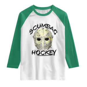Scumbag Hockey Goalie Mask Vintage Graphic Raglan Shirt TS02 White Kelly Green Print Your Wear