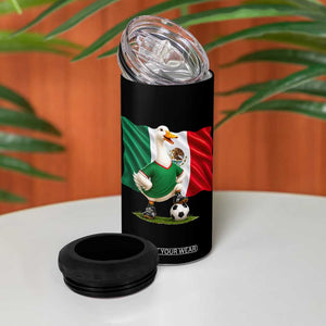 Merlin the Duck Mexico Flag Soccer Player 4 in 1 Can Cooler Tumbler Mexican Pride Football Fans