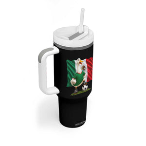 Merlin the Duck Mexico Flag Soccer Player Tumbler With Handle Mexican Pride Football Fans