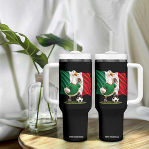 Merlin the Duck Mexico Flag Soccer Player Tumbler With Handle Mexican Pride Football Fans