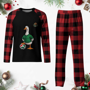 Merlin the Duck Soccer Player Mexico Fans Plaid Pajama Set Mexican Sports Futbol Lovers Viral Animal in Green Jersey Graphic