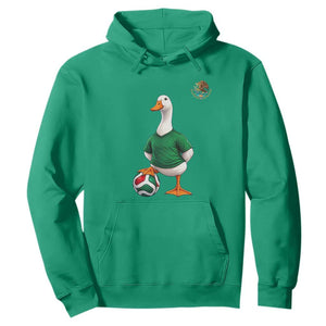Merlin the Duck Soccer Player Mexico Fans Hoodie Mexican Sports Futbol Lovers Viral Animal in Green Jersey Graphic