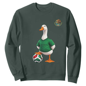 Merlin the Duck Soccer Player Mexico Fans Sweatshirt Mexican Sports Futbol Lovers Viral Animal in Green Jersey Graphic