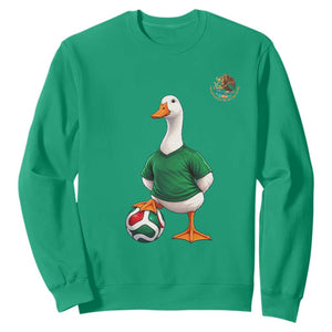 Merlin the Duck Soccer Player Mexico Fans Sweatshirt Mexican Sports Futbol Lovers Viral Animal in Green Jersey Graphic