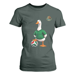 Merlin the Duck Soccer Player Mexico Fans T Shirt For Women Mexican Sports Futbol Lovers Viral Animal in Green Jersey Graphic