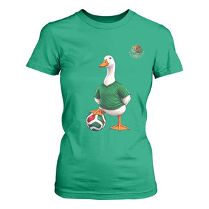 Merlin the Duck Soccer Player Mexico Fans T Shirt For Women Mexican Sports Futbol Lovers Viral Animal in Green Jersey Graphic