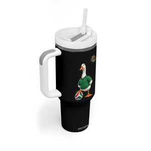 Merlin the Duck Soccer Player Mexico Fans Tumbler With Handle Mexican Sports Futbol Lovers Viral Animal in Green Jersey Graphic