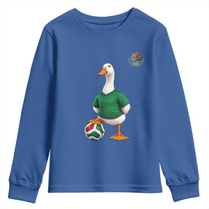Merlin the Duck Soccer Player Mexico Fans Youth Sweatshirt Mexican Sports Futbol Lovers Viral Animal in Green Jersey Graphic