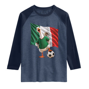 Funny Screaming Merlin the Duck Raglan Shirt Mexico Soccer Flag Football Fans