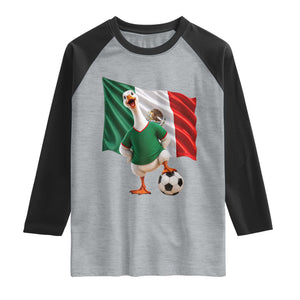 Funny Screaming Merlin the Duck Raglan Shirt Mexico Soccer Flag Football Fans