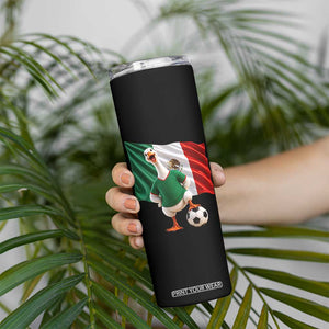 Funny Screaming Merlin the Duck Skinny Tumbler Mexico Soccer Flag Football Fans