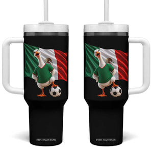 Funny Screaming Merlin the Duck Tumbler With Handle Mexico Soccer Flag Football Fans