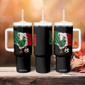 Funny Screaming Merlin the Duck Tumbler With Handle Mexico Soccer Flag Football Fans