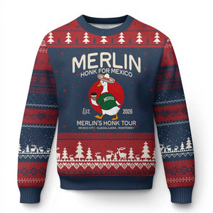 Merlin the Duck Honk Tour Mexico Retro Band Parody Ugly Christmas Sweater Mexican Pride Soccer Locer Football Fans
