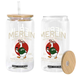 Merlin the Duck Honk Tour Mexico Retro Band Parody Glass Can Mexican Pride Soccer Locer Football Fans