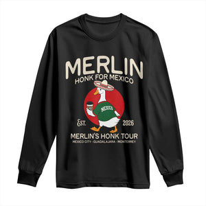 Merlin the Duck Honk Tour Mexico Retro Band Parody Long Sleeve Shirt Mexican Pride Soccer Locer Football Fans
