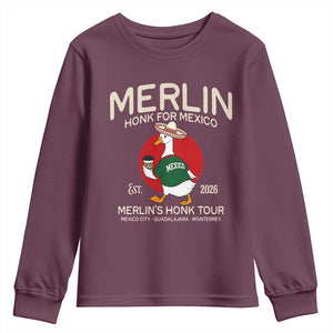 Merlin the Duck Honk Tour Mexico Retro Band Parody Youth Sweatshirt Mexican Pride Soccer Locer Football Fans