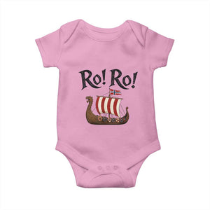 Funny Norwegian Viking Longship Ro Ro Baby Onesie Retro Norge Norway Flag Football Fans TS02 Light Pink Print Your Wear
