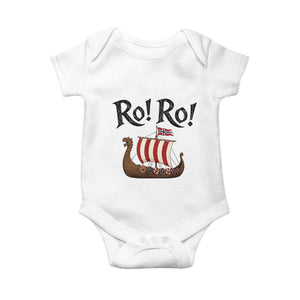 Funny Norwegian Viking Longship Ro Ro Baby Onesie Retro Norge Norway Flag Football Fans TS02 White Print Your Wear