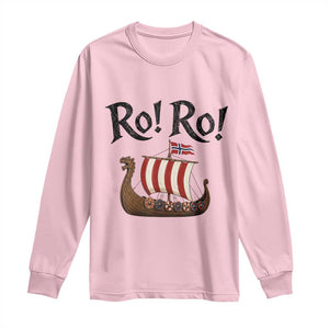 Funny Norwegian Viking Longship Ro Ro Long Sleeve Shirt Retro Norge Norway Flag Football Fans TS02 Light Pink Print Your Wear