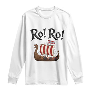 Funny Norwegian Viking Longship Ro Ro Long Sleeve Shirt Retro Norge Norway Flag Football Fans TS02 White Print Your Wear