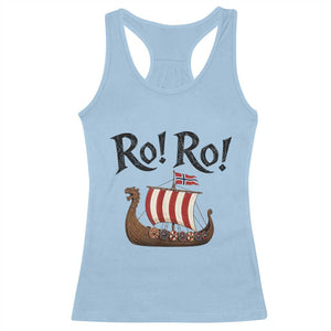 Funny Norwegian Viking Longship Ro Ro Racerback Tank Top Retro Norge Norway Flag Football Fans TS02 Light Blue Print Your Wear
