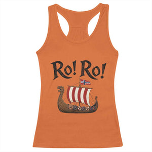 Funny Norwegian Viking Longship Ro Ro Racerback Tank Top Retro Norge Norway Flag Football Fans TS02 Orange Print Your Wear