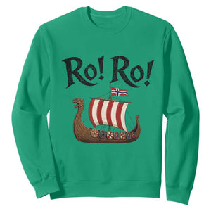 Funny Norwegian Viking Longship Ro Ro Sweatshirt Retro Norge Norway Flag Football Fans TS02 Irish Green Print Your Wear