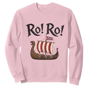 Funny Norwegian Viking Longship Ro Ro Sweatshirt Retro Norge Norway Flag Football Fans TS02 Light Pink Print Your Wear