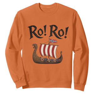 Funny Norwegian Viking Longship Ro Ro Sweatshirt Retro Norge Norway Flag Football Fans TS02 Orange Print Your Wear