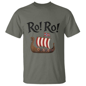 Funny Norwegian Viking Longship Ro Ro T Shirt Retro Norge Norway Flag Football Fans TS02 Military Green Print Your Wear
