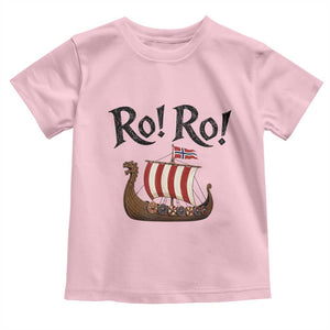 Funny Norwegian Viking Longship Ro Ro Toddler T Shirt Retro Norge Norway Flag Football Fans TS02 Light Pink Print Your Wear