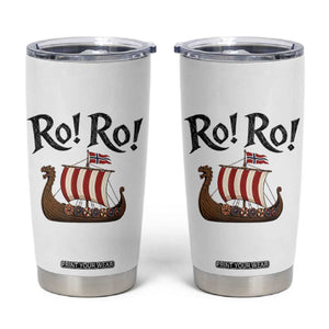 Funny Norwegian Viking Longship Ro Ro Tumbler Cup Retro Norge Norway Flag Football Fans TS02 White Print Your Wear