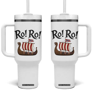 Funny Norwegian Viking Longship Ro Ro Tumbler With Handle Retro Norge Norway Flag Football Fans TS02 One Size: 40 oz White Print Your Wear